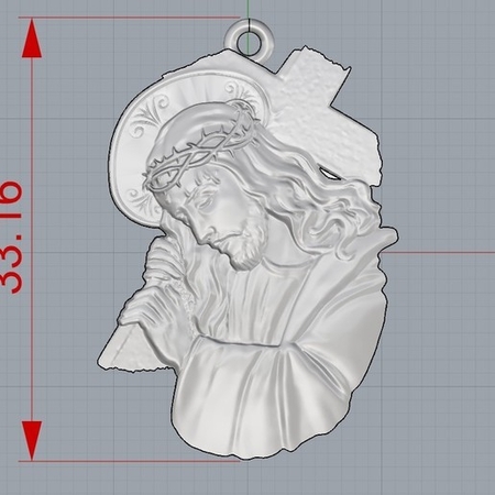 Jesús con una cruz colgante medallón de la joyería de la impresión 3D de la modelo
