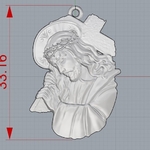 Modelo 3d de Jesús con una cruz colgante medallón de la joyería de la impresión 3d de la modelo para impresoras 3d