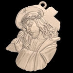 Modelo 3d de Jesús con una cruz colgante medallón de la joyería de la impresión 3d de la modelo para impresoras 3d