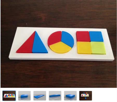 Modelo 3d de Color / forma / fracción de puzzle para impresoras 3d