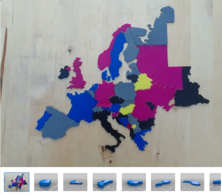 Modelo 3d de Mapa de europa rompecabezas con gran bretaña para impresoras 3d