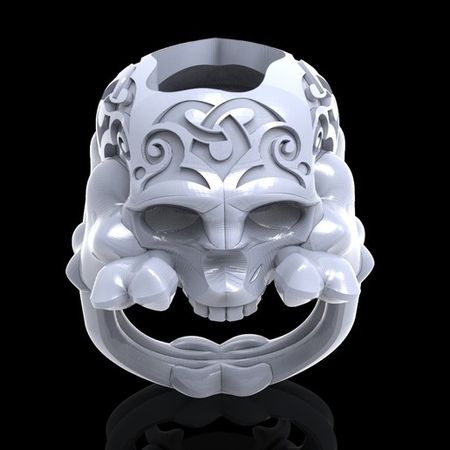 Anillo del cráneo del esqueleto de la joyería de la impresión 3D de la modelo