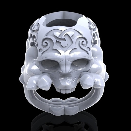 Modelo 3d de Anillo del cráneo del esqueleto de la joyería de la impresión 3d de la modelo para impresoras 3d