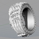 Modelo 3d de Anillo del cráneo del demonio de la joyería anillo de la impresión 3d de la modelo para impresoras 3d