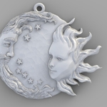  Sun and moon man and woman meeting pendant medallion jewelry 3d print model  3d model for 3d printers