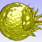  Sun and moon man and woman meeting pendant medallion jewelry 3d print model  3d model for 3d printers