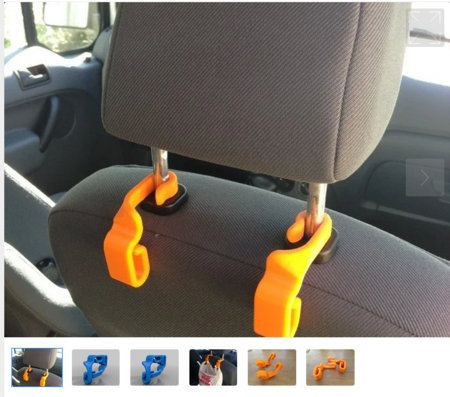  Car seatback trash bag hooks  3d model for 3d printers