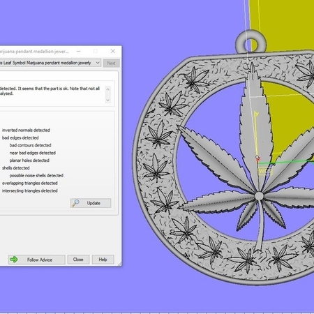 Cannabis Leaf Symbol Marijuana pendant medallion jewerly 3D print model
