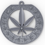 Modelo 3d de El cannabis símbolo de la hoja de la marihuana colgante medallón de joyería, la impresión 3d de la modelo para impresoras 3d