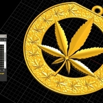  Cannabis leaf symbol marijuana pendant medallion jewerly 3d print model  3d model for 3d printers