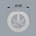 Modelo 3d de El cannabis símbolo de la hoja de la marihuana colgante medallón de joyería, la impresión 3d de la modelo para impresoras 3d