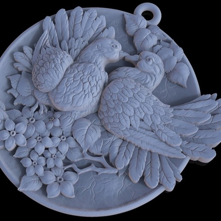Doves pendant medallion jewelry 3D print model