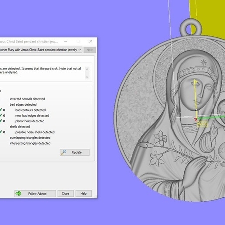 Modelo 3d de La madre maría con jesucristo san colgante cristiana de la joyería de la impresión 3d de la modelo para impresoras 3d