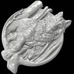 Modelo 3d de El lobo y el bebé colgante de la joyería medallón de la impresión 3d de la modelo para impresoras 3d