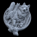  Wolf and baby pendant jewelry medallion 3d print model  3d model for 3d printers