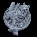 Modelo 3d de El lobo y el bebé colgante de la joyería medallón de la impresión 3d de la modelo para impresoras 3d