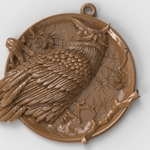  Owl pendant medallion jewelry  3d model for 3d printers
