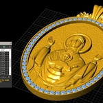 Modelo 3d de Madre mery y jesús colgante medalion de la joyería para impresoras 3d