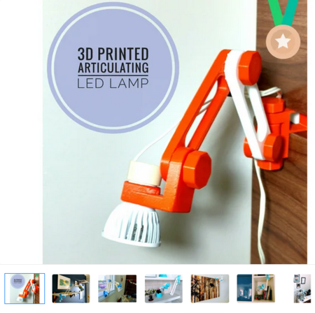  3d printed articulating led lamp  3d model for 3d printers