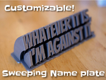  Sweeping 2-line name plate (text)  3d model for 3d printers