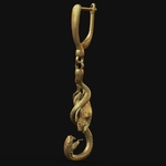  Snake attack. earrings pendant with english clasp.  3d model for 3d printers