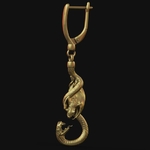  Snake attack. earrings pendant with english clasp.  3d model for 3d printers