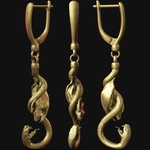  Snake attack. earrings pendant with english clasp.  3d model for 3d printers