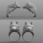  Two wolves - set of rings  3d model for 3d printers