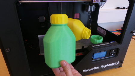 3D printable bottle and screw cap