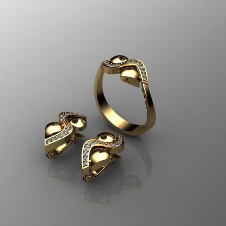 Modelo 3d de Esess-conjunto de anillo y pendiente para impresoras 3d
