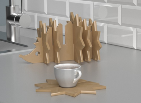Coasters Set Hedgehog created In SelfCAD