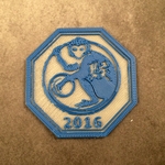  2016 year of the monkey medallion  3d model for 3d printers