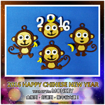 Modelo 3d de 2016 feliz aÑo nuevo chino-aÑo del mono llavero / imanes  para impresoras 3d