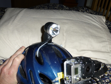 Helmet-top bicycle headlight mount