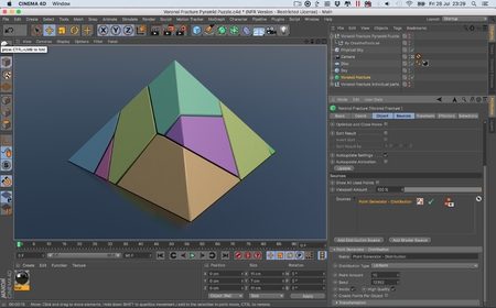 Modelo 3d de De voronoi fractura de impresión en el lugar de la pirámide de puzzle para impresoras 3d