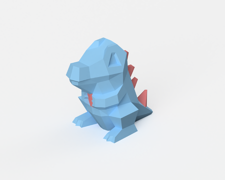 Low-Poly Totodile - Doble Extrusión versión