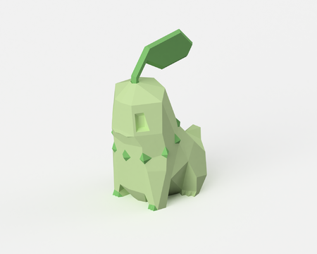 Low-Poly Chikorita - Dual Extrusion version