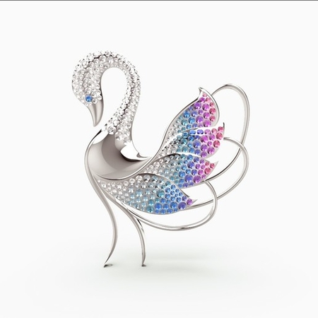 Modelo 3d de Swan broche de joyería para impresoras 3d