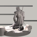 Modelo 3d de Geralt meditando para impresoras 3d