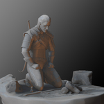 Modelo 3d de Geralt meditando para impresoras 3d