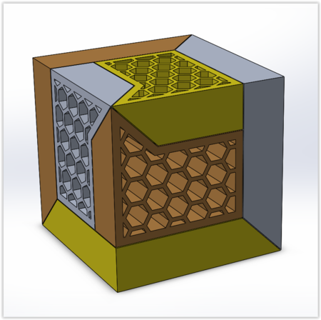  3 piece slideways puzzle (with honeycomb inserts)   3d model for 3d printers