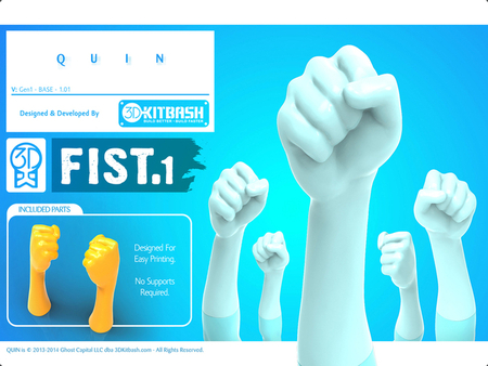 Modelo 3d de Quin g1: fist1 - práctico upkit - 3dkitbash.com para impresoras 3d