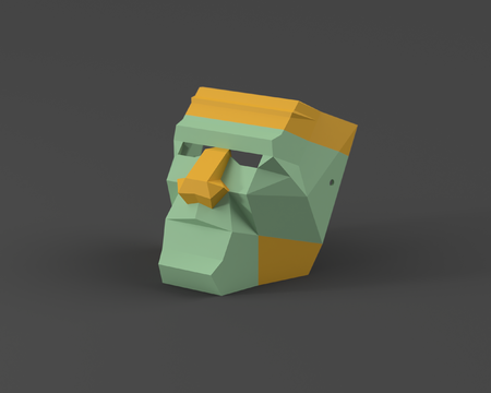 Low-Poly De Frankenstein - Doble Extrusión De Máscaras De Halloween