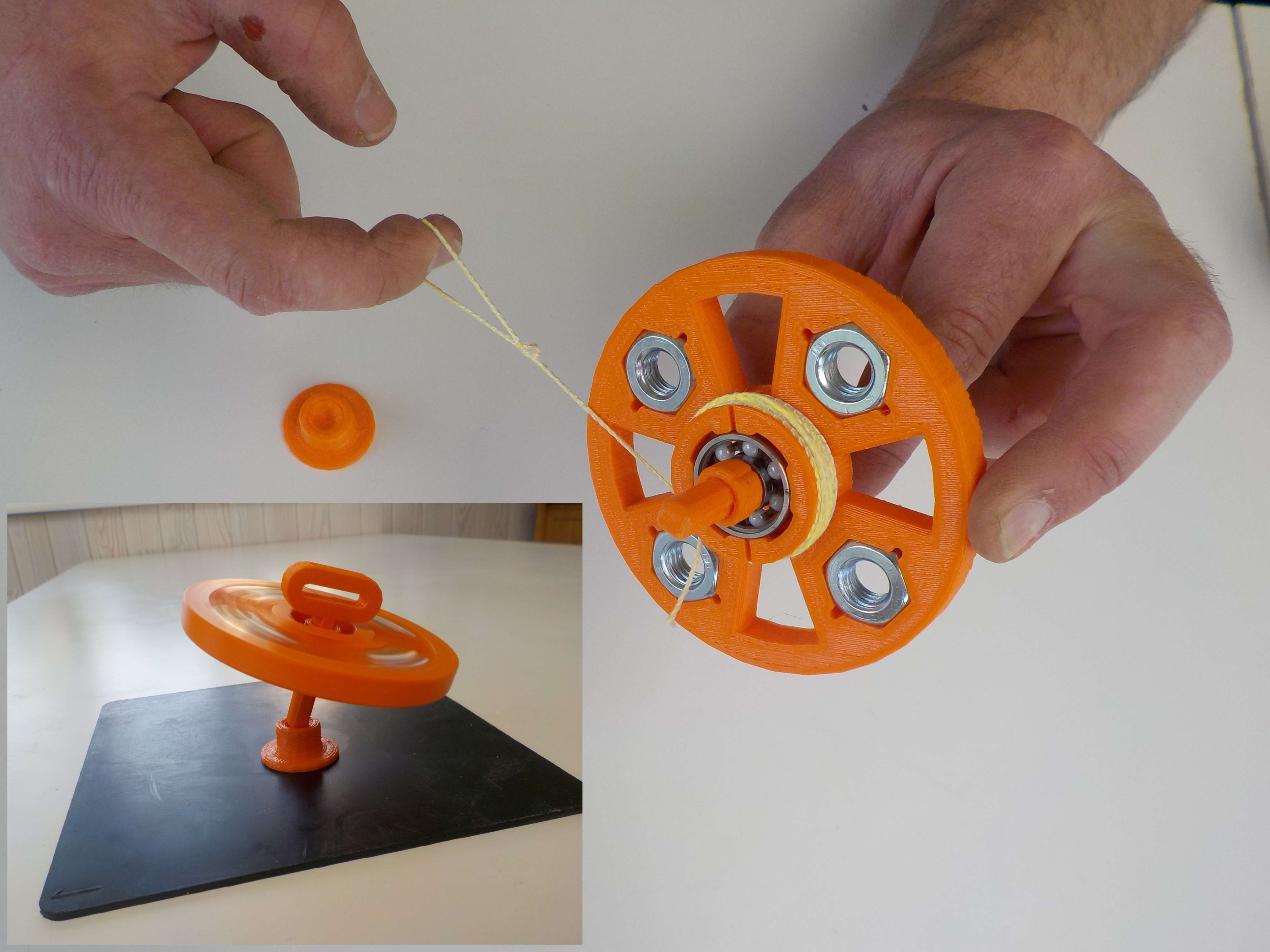 Hand spinning top with twine launcher 3d model for 3d printers free