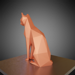 Modelo 3d de Baja poli sentado gato para impresoras 3d