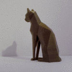 Modelo 3d de Baja poli sentado gato para impresoras 3d