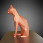 Modelo 3d de Baja poli sentado gato para impresoras 3d