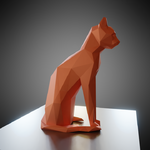 Modelo 3d de Baja poli sentado gato para impresoras 3d