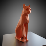 Modelo 3d de Baja poli sentado gato para impresoras 3d