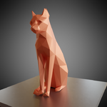 Modelo 3d de Baja poli sentado gato para impresoras 3d